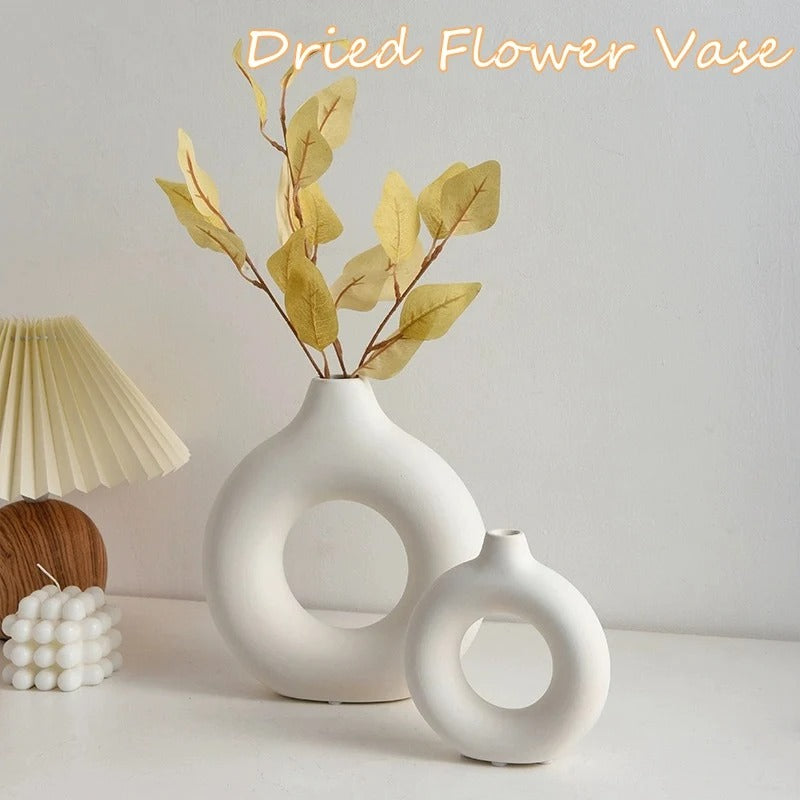 Imitation Ceramic White Vase – Decorative Flowerpot for Single Branch Arrangements