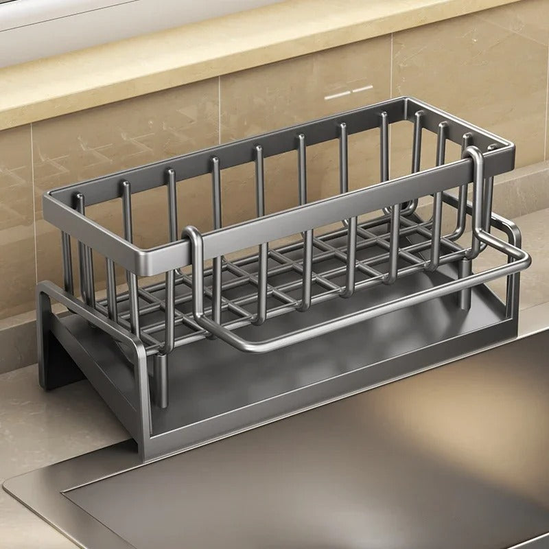 Self-Draining Kitchen Sink Rack – Soap, Sponge & Towel Holder