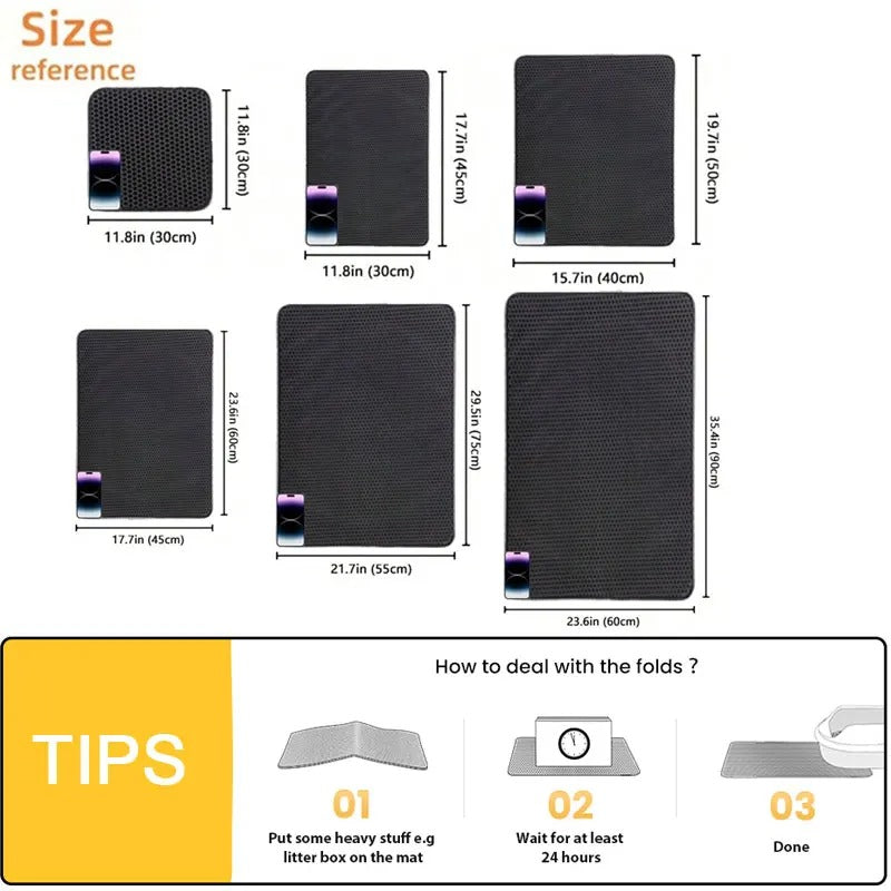 Waterproof Double-Layer Cat Litter Mat – Litter Trapping & Cleaning Pad