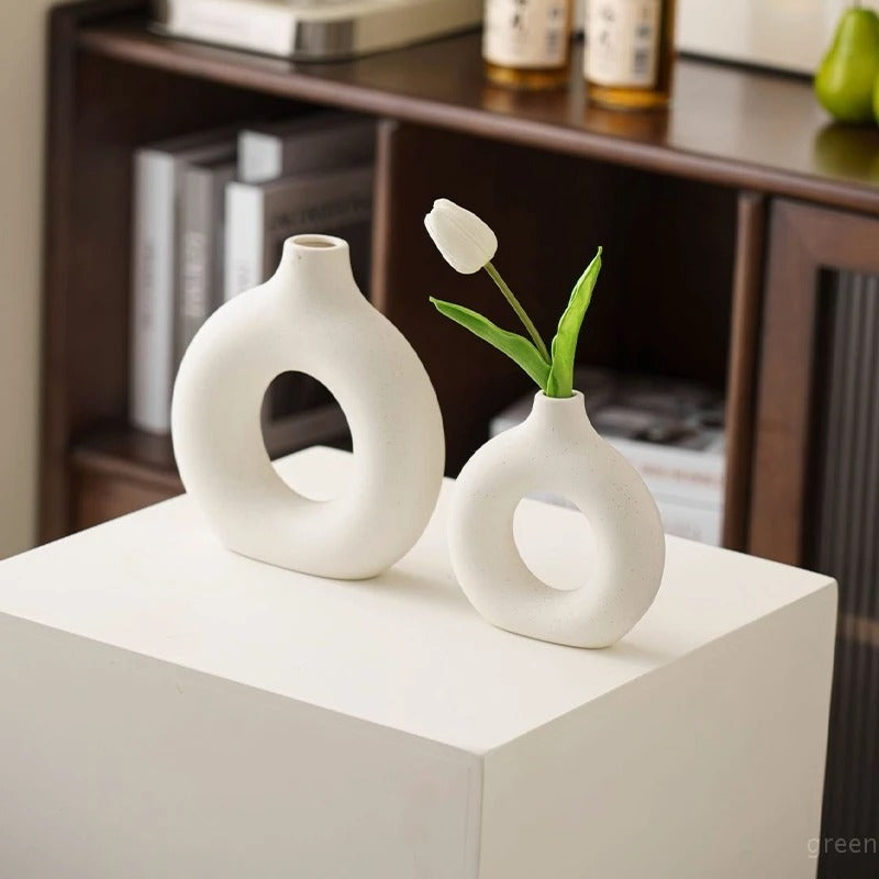 Imitation Ceramic White Vase – Decorative Flowerpot for Single Branch Arrangements