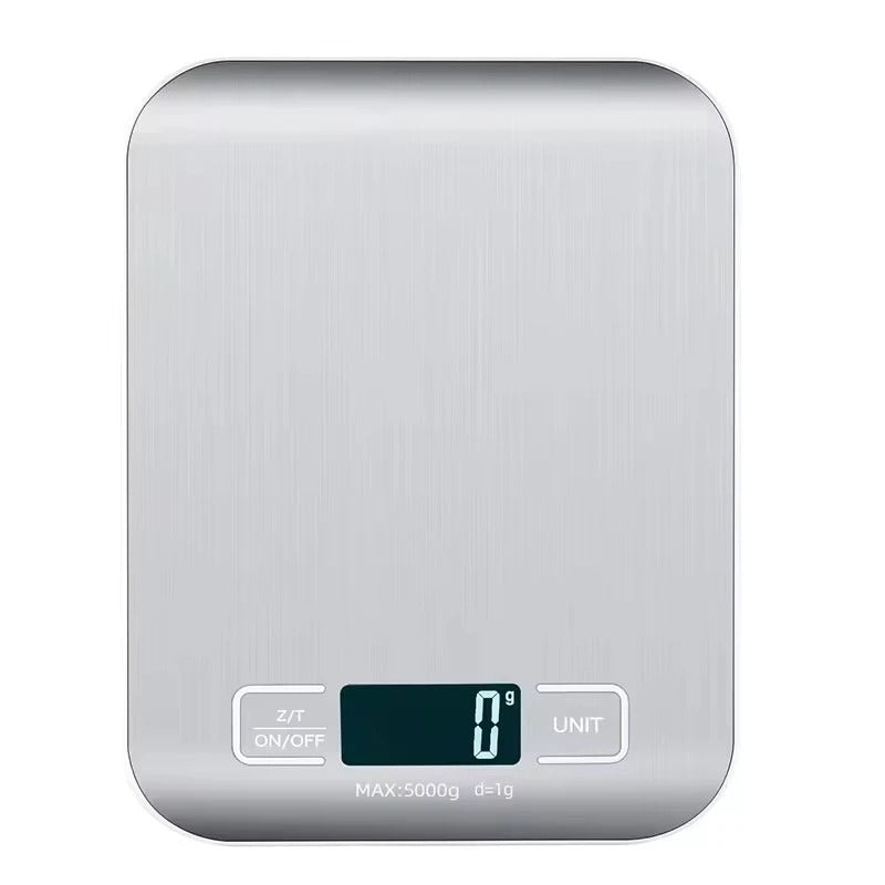 Stainless Steel Digital Kitchen Scale, 5kg/1g Capacity – For Food, Snacks & Baking.