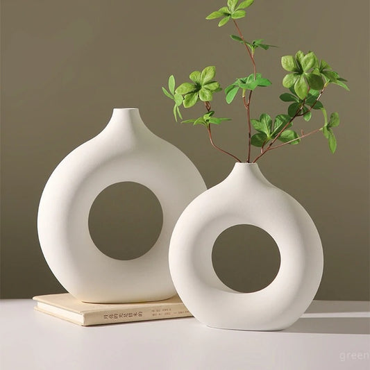 Imitation Ceramic White Vase – Decorative Flowerpot for Single Branch Arrangements