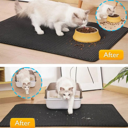 Waterproof Double-Layer Cat Litter Mat – Litter Trapping & Cleaning Pad