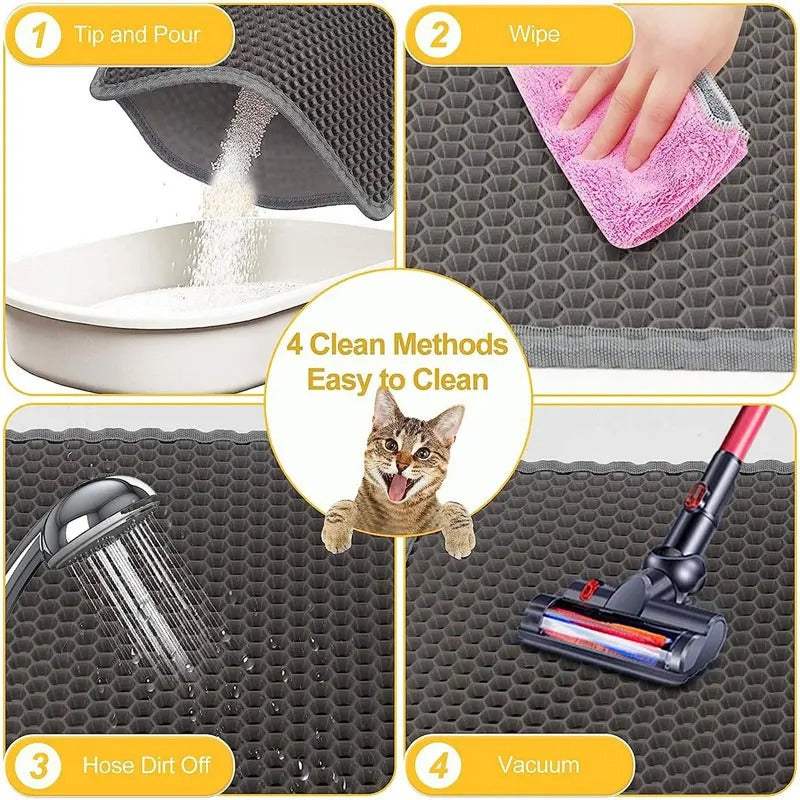 Waterproof Double-Layer Cat Litter Mat – Litter Trapping & Cleaning Pad