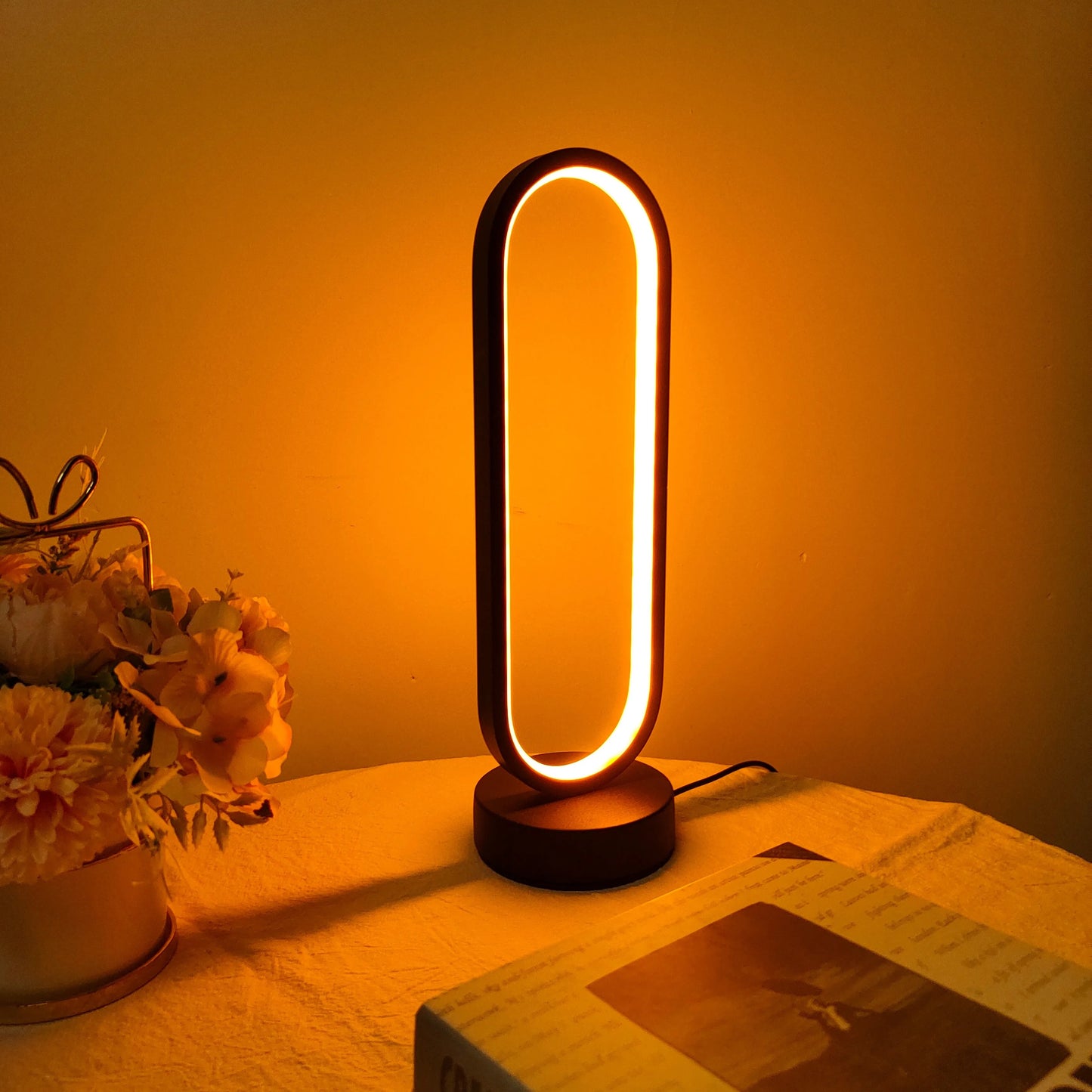 "3-Color LED Ring Bedside Lamp"