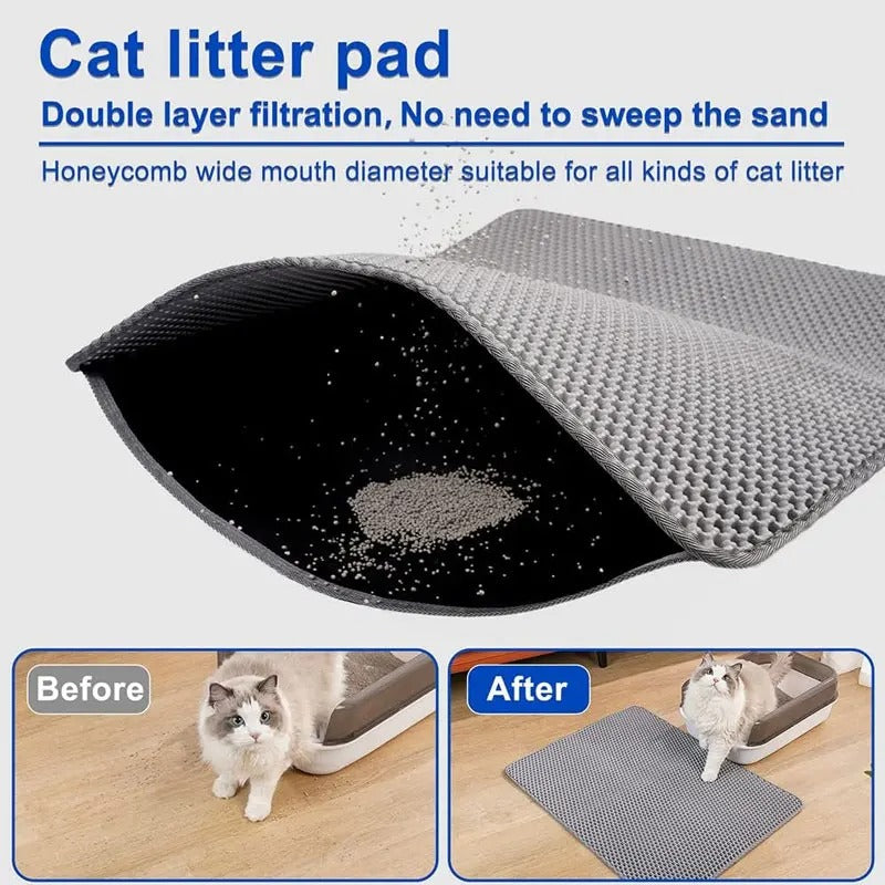 Waterproof Double-Layer Cat Litter Mat – Litter Trapping & Cleaning Pad