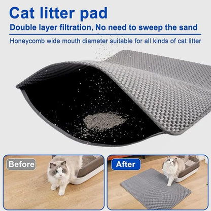 Waterproof Double-Layer Cat Litter Mat – Litter Trapping & Cleaning Pad