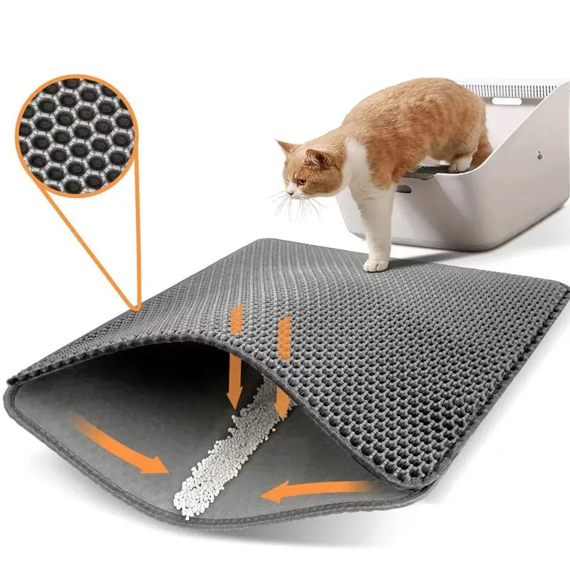 Waterproof Double-Layer Cat Litter Mat – Litter Trapping & Cleaning Pad