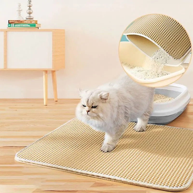 Waterproof Double-Layer Cat Litter Mat – Litter Trapping & Cleaning Pad